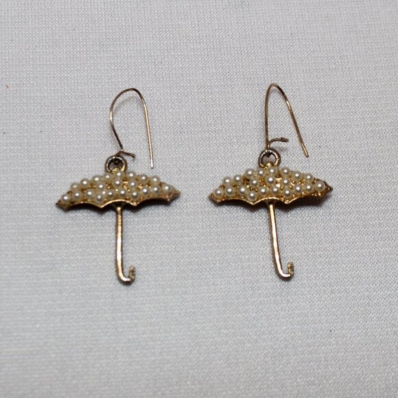Source Unknown Jewelry - Vintage Faux Pearl Umbrella Pierced Earrings